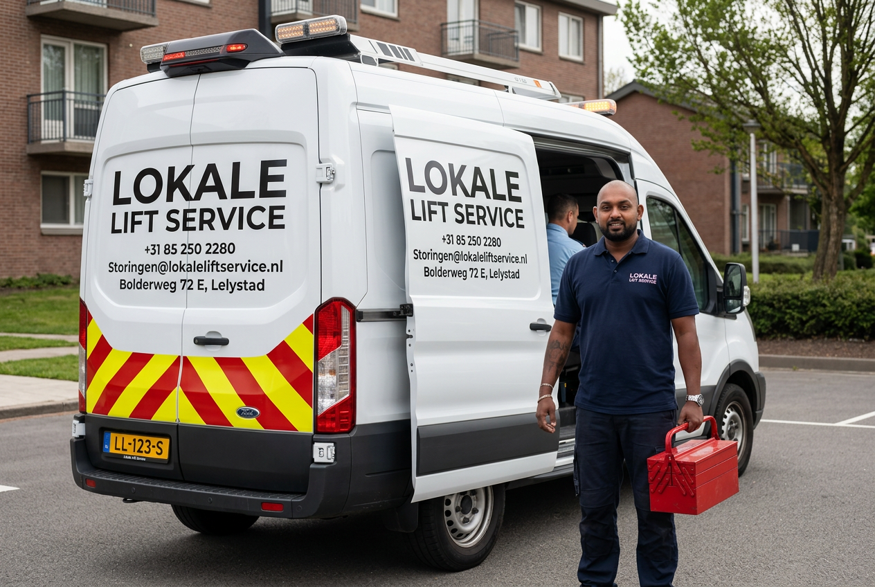 Liftspecialist verhelpt een acute liftstoring